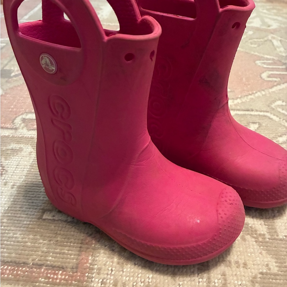 Crocs Kids Pink Rain Boots Childs Toddlers Size 11